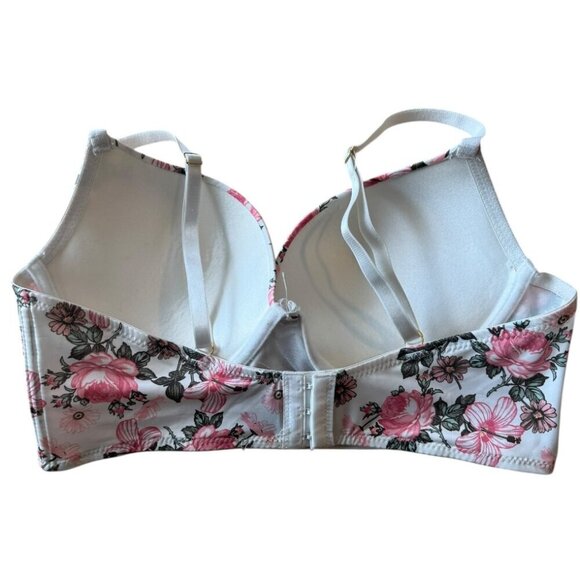 Daisy Fuentes Pink Floral Push-Up Bra | Size 36C | Romantic Longline Style - Picture 2 of 2